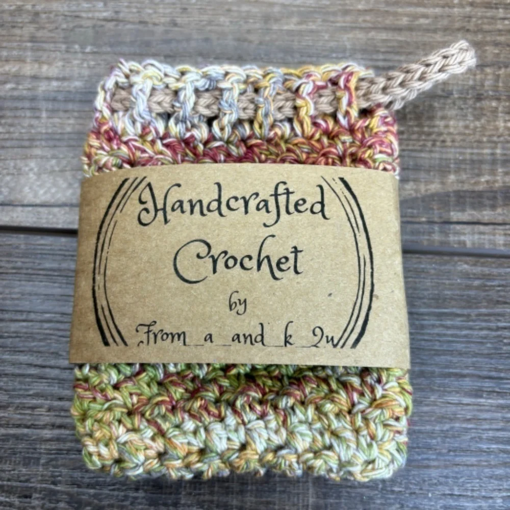 Handmade Crochet Soap Saver Bag Cotton Handcrafted‎ Exfoliating Drawstring Pouch